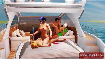 Group 3D sex on yacht - Sex Game